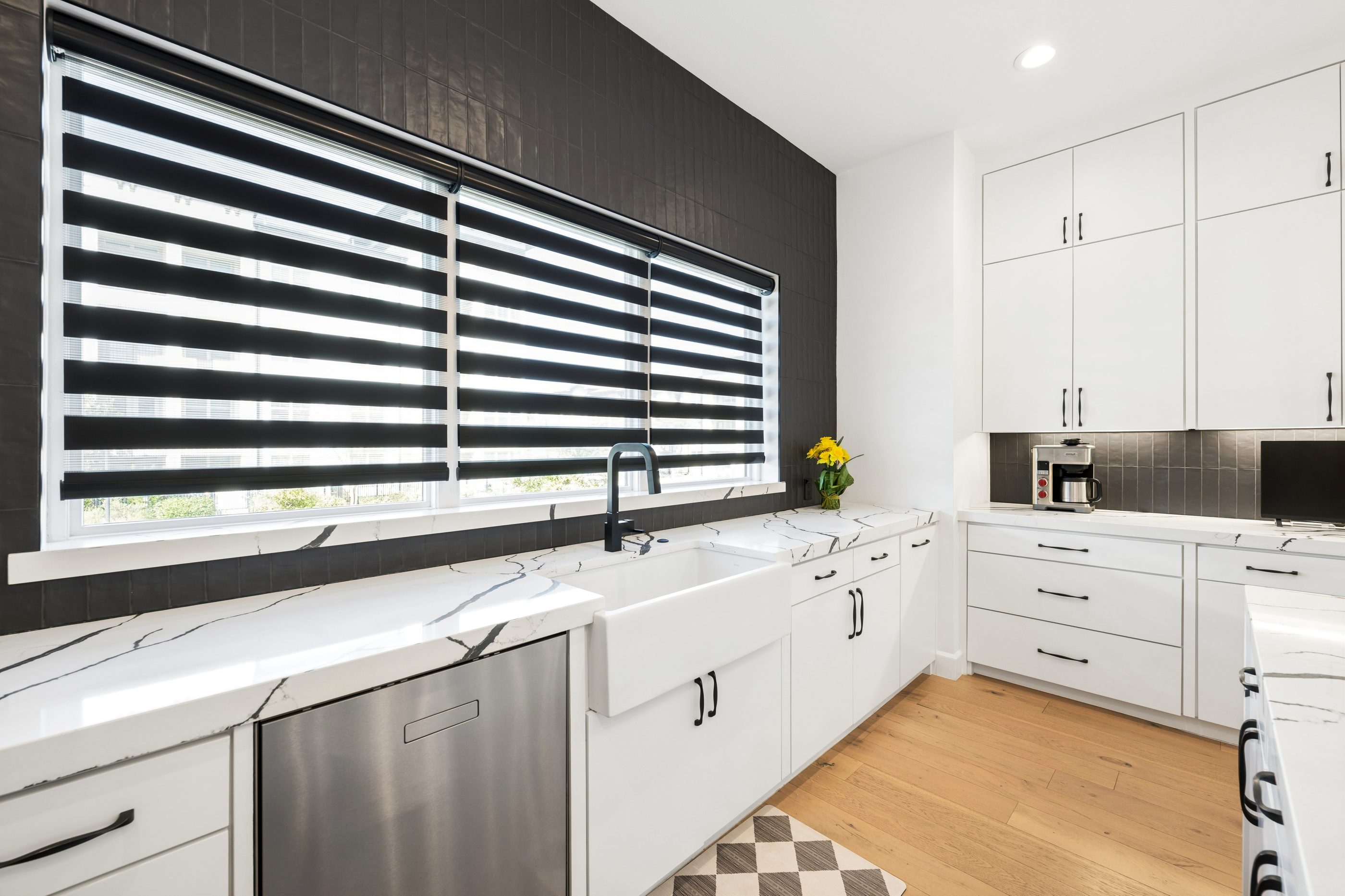 Farmhouse Sink & Black Backsplash