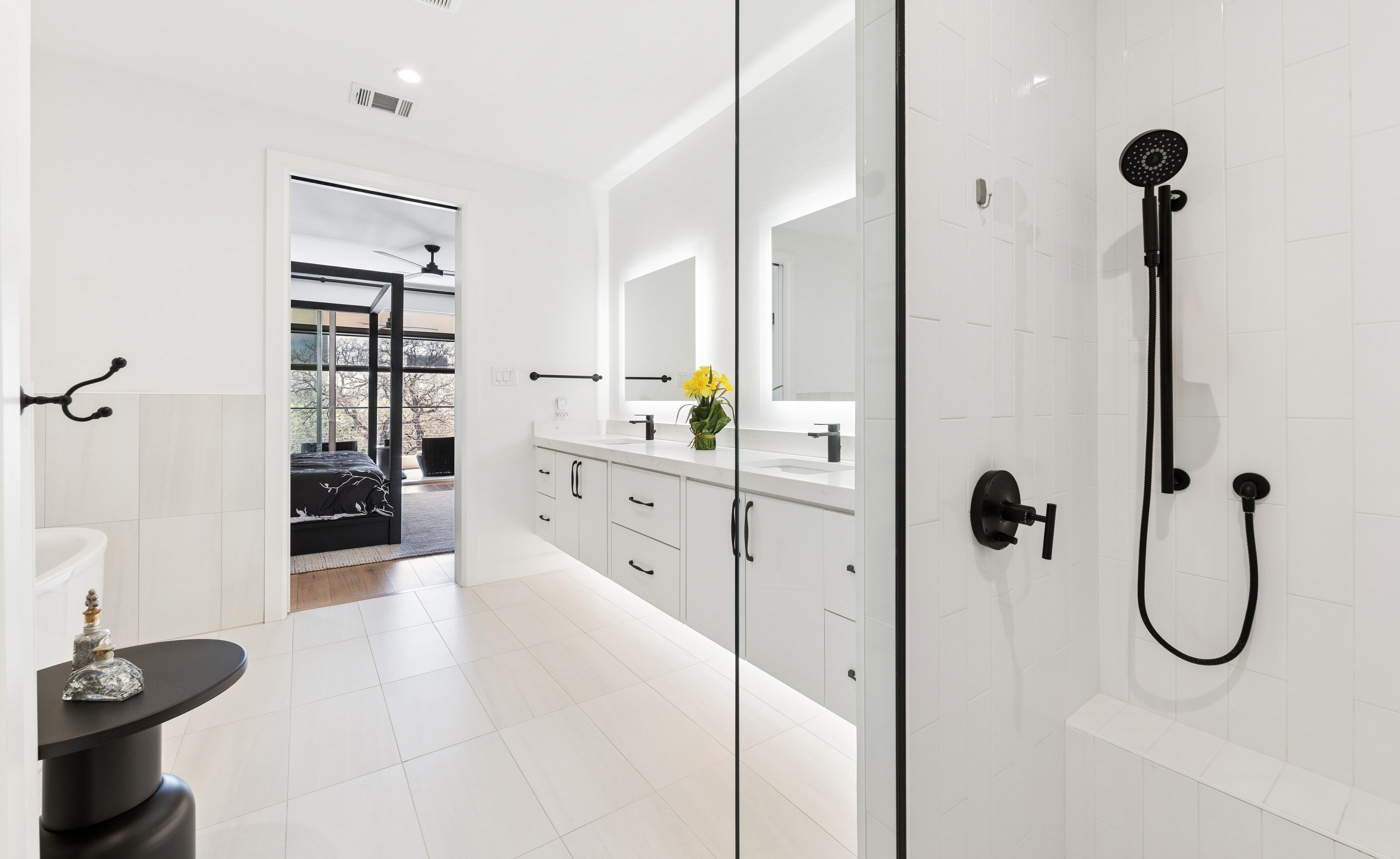 Glass Shower — Matte Black Fixtures