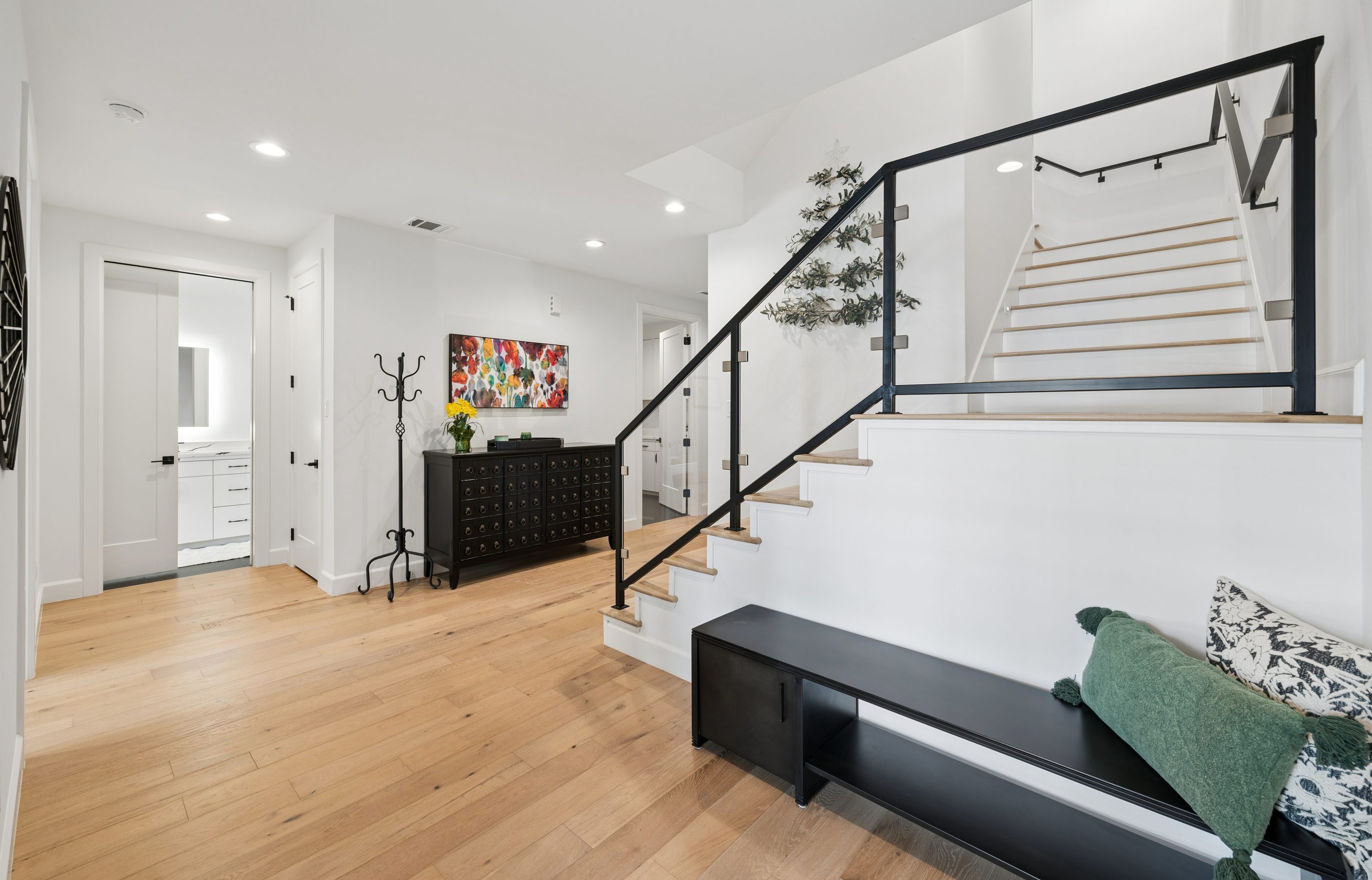 Foyer and sculptural staircase